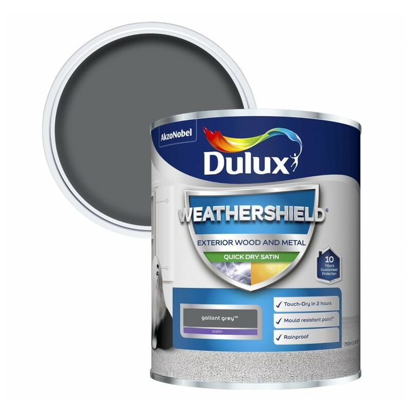 Weathershield Exterior Satin Paint - Gallant Grey - 750ml - Gallant Grey - Dulux Retail