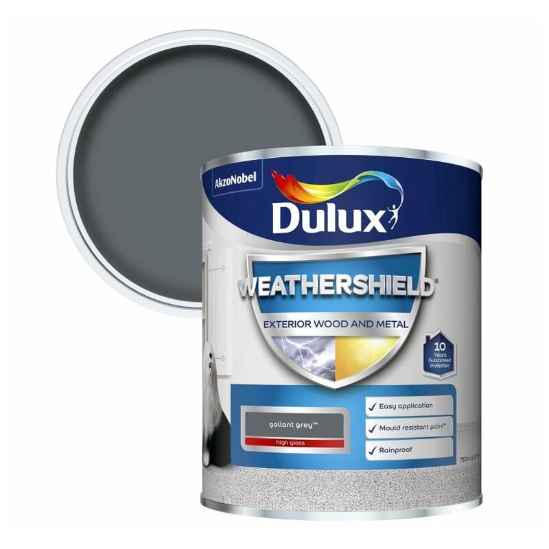 Dulux Weathershield Exterior Gloss Paint Gallant Grey 750ml 5213548