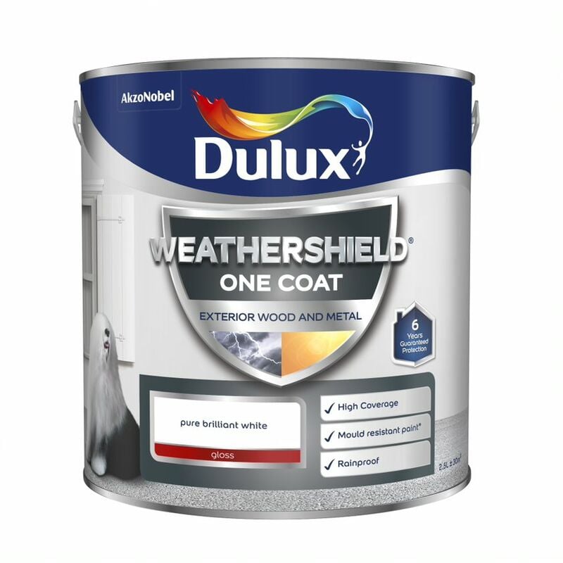 Dulux Retail - Dulux Weathershield One Coat Exterior Gloss - Pure Brilliant White - 2.5L