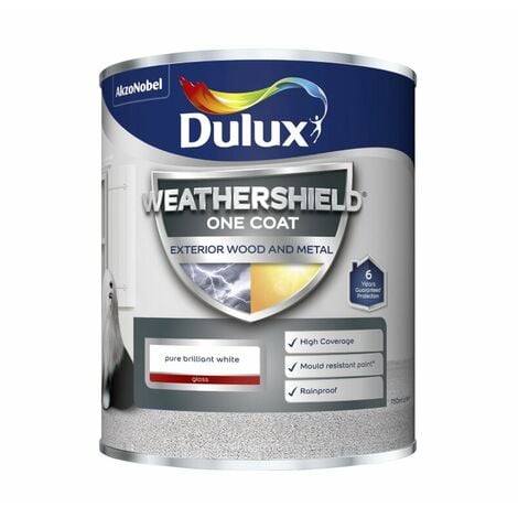 Dulux Weathershield One Coat Exterior Gloss - Pure Brilliant White - 750ml