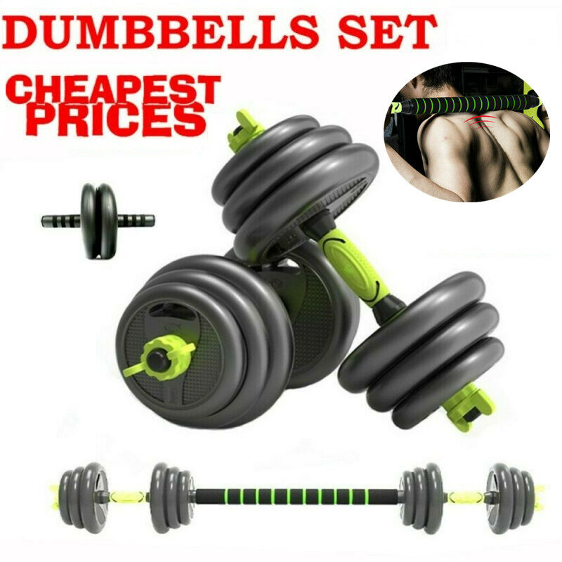Axhup - Dumbells Set, 20kg Adjustable Weights Barbell Set for Home Fitness Men Women (Green)