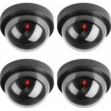 Dummy cameras, fake CCTV security dome camera with flashing LED light for business, shop, home, indoor and outdoor use (pack of 4)