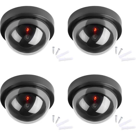 Dummy Cameras, Security Dummy CCTV Dome Camera with LED Flashing Light for Business Stores Home, Indoor Outdoor Use,Dummy Camera Fake Surveillance Camera Fake Surveillance Dummy Camera (4 Pack)