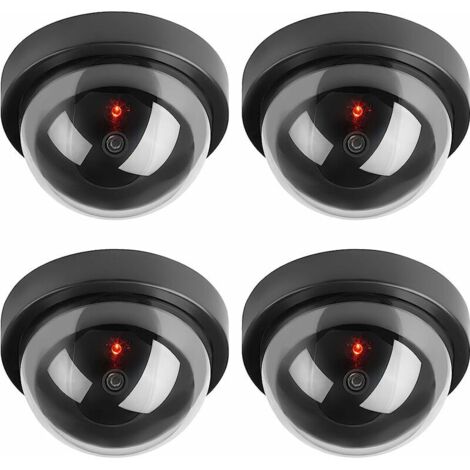Dummy-Kameras mit Solarpanel, gefälschte Sicherheits-CCTV-Kamera mit LED-Licht für den Innen- und Außenbereich (4er-Pack, Silber)