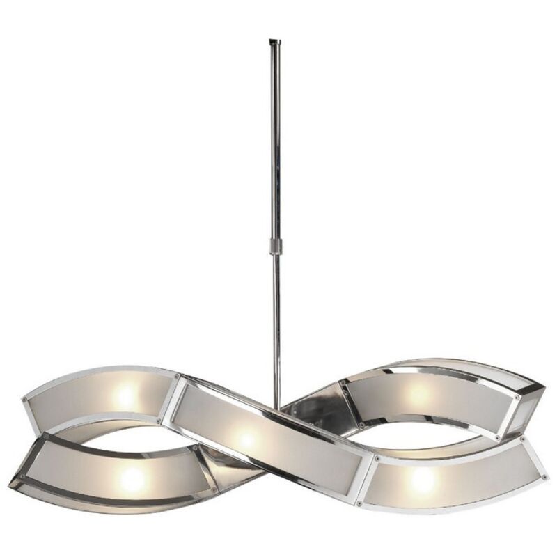 Inspired Mantra - Duna - E27 Lámpara colgante de techo con 2 brazos y 6 luces E27, cromo pulido, acrílico blanco