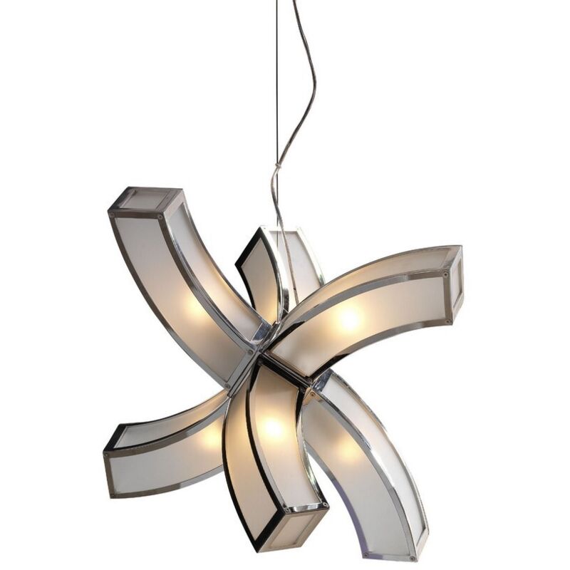 Inspired Mantra - Duna - E27 Lámpara colgante de techo 6 brazos 6 luces E27, cromo pulido, acrílico blanco