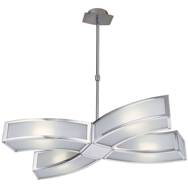 Inspired Mantra Fusion Duna GU10 Pendant 4 Light L1/SGU10, Polished Chrome/White Acrylic, CFL Lamps INCLUDED