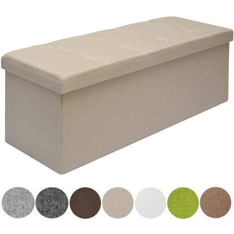 NO BRAND DuneDesign Otomana XXL Banca plegable 110x38x38cm incl 2 paredes divisorias 120L pie de cama rectangular sofá forrado con tela 3 plazas Beige