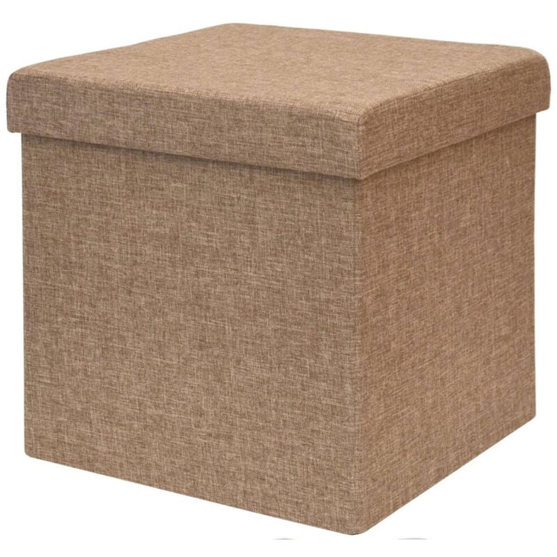 

Puf 38cm Escabel con cajón contiene 42L Banqueta para los pies Caja con tapa acolchada Reposapiés plegable Taburete cuadrado Marrón Claro - Dunedesign