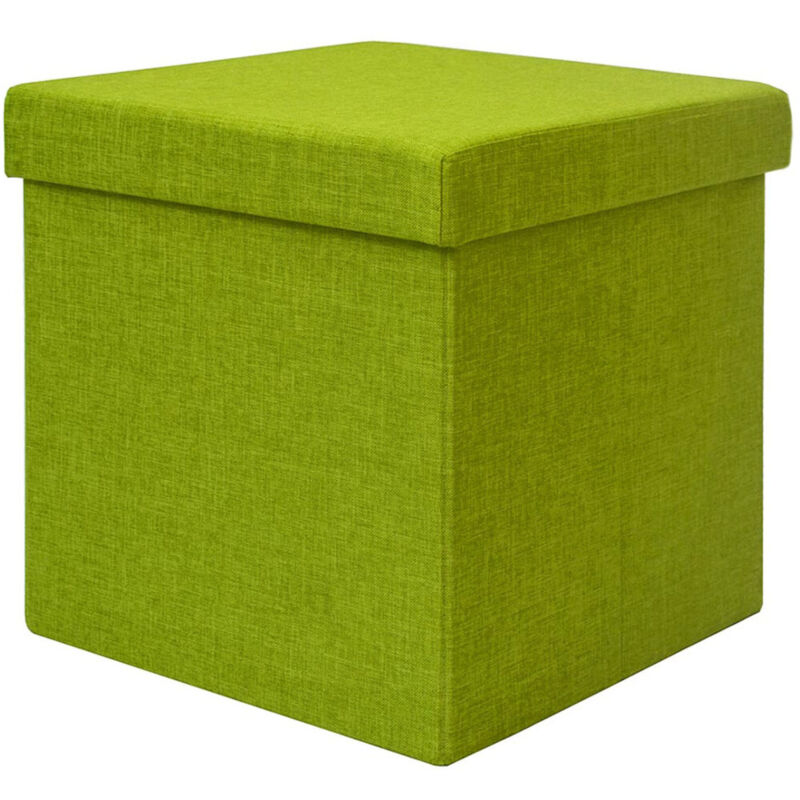 

DuneDesign Puf cúbico 38cm Escabel con cajón contiene 42L Banqueta para los pies Caja con tapa suelta acolchada Reposapiés plegable Taburete cuadrado
