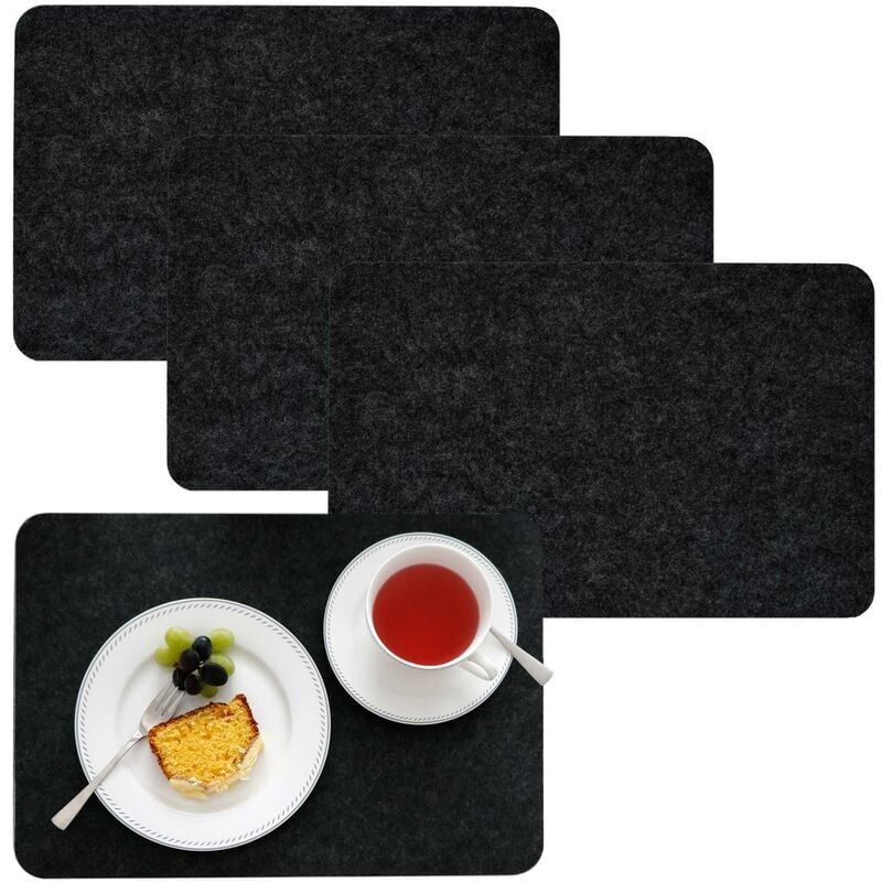 Dunedesign - set of 4 Place Mats 43x30x0,5cm artificial felt Table Mats Anthracite