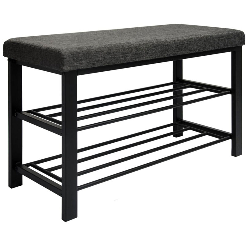 

Zapatero con Banco superior para sentarse 81x32x46cm mueble moderno de vestíbulo para guardar el calzado 6-8 pares de zapatos en 2 estantes Gris