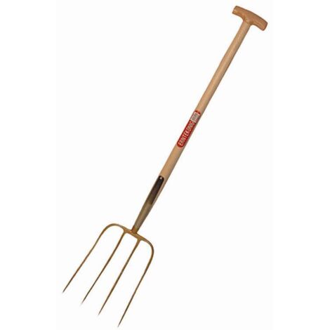 Dunggabel 4 Zinken, 85cm-T-Stiel Esche, 31x23cm, gold-lackiert