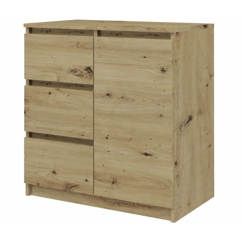 Dunja - Buffet 1 porte 3 tiroirs - Dimensions 80x40x75 cm - Rangement séjour - Style moderne