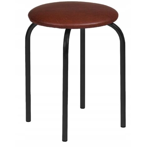 Dunkelbrauner Hocker aus Öko-Leder mit schwarzen Metallbeinen für das Esszimmer (Furnitex)