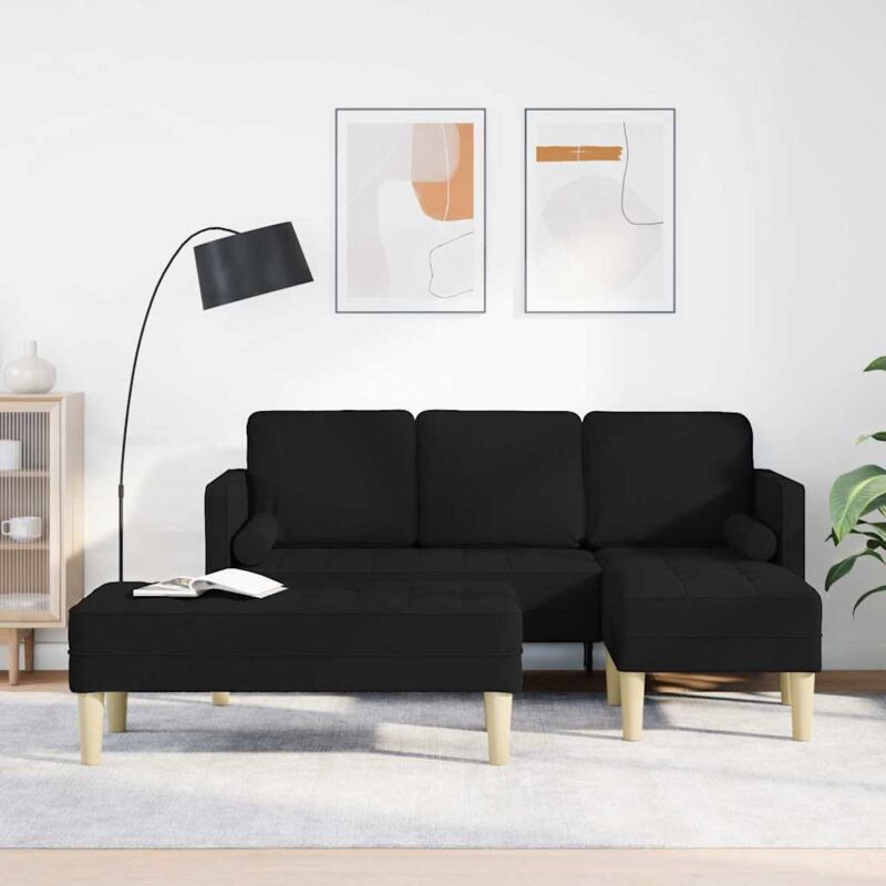 Vidaxl - 2-teiliges Sofa Set Mit Kissen Aus Schwarzem Stoff 946817
