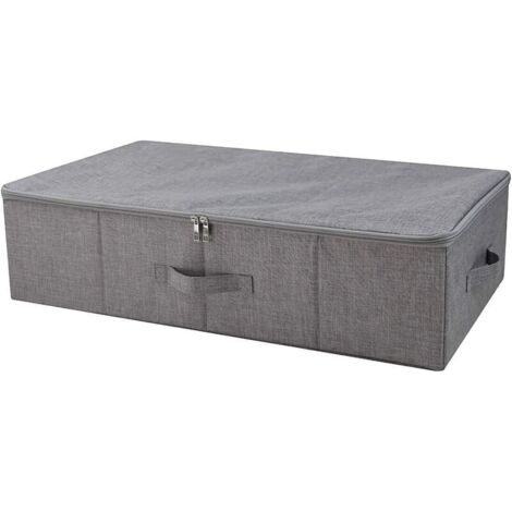 Dunkelgraue Aufbewahrungsbox für unter das Bett mit flachem Reißverschlussdeckel, Schuhaufbewahrungsbox, Kleideraufbewahrungsbox