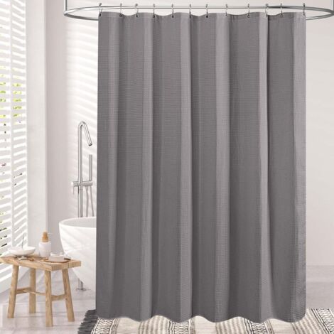 Dunkelgrauer Duschvorhang, 120 cm x 180 cm, 1-teilig, Polyester-Duschvorhang mit Metallkugelring, Waffelgewebe-Duschvorhang für Badezimmer