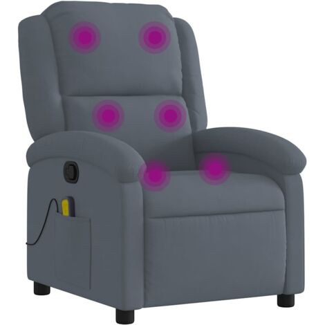 Dunkelgrauer, neigbarer Massagestuhl aus Velours