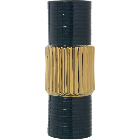 Dunkelgrüne Keramikvase/Golden 15x39cmpour alle Stile, um zu Hause eine Note zu verleihen