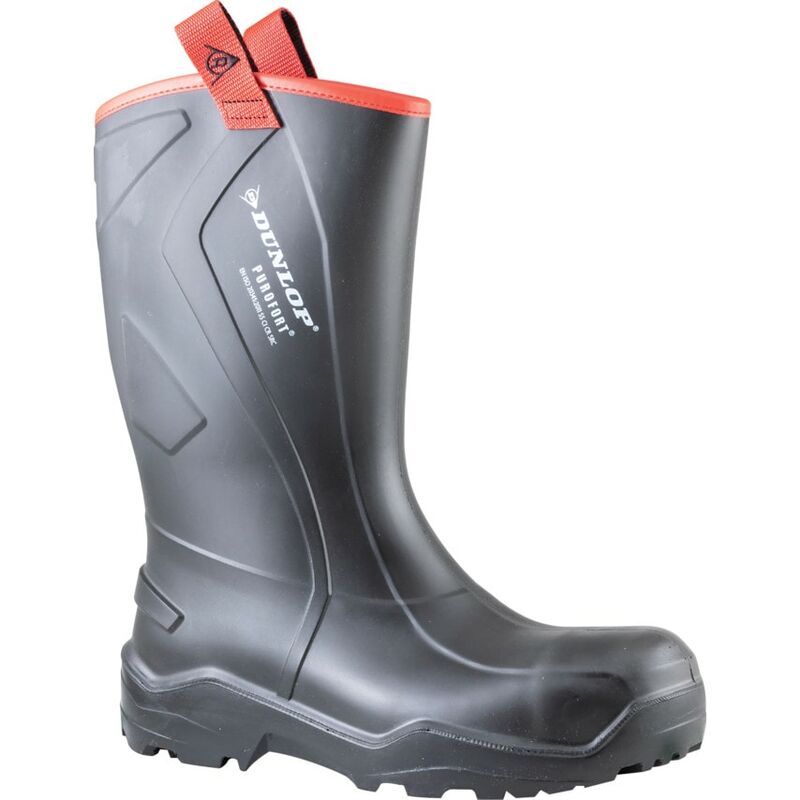 Dunlop C762043 Purofort+ Rugged Black Safety Wellington Boots - Size 10.5 (45)