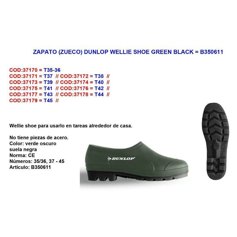 

zapato (zueco) dunlop wellie shoe nº38 green-black b350611 - Mibricotienda