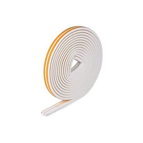 Dunnet Tools 5m Anti-Collision Door & Window Seal Weather Strip Tape Doors Windows Draught Excluder Self-Adhesive Rubber D Type EPDM Foam Strip Seal Weather Draught Proof (P Type White 5Mtr x 6mm)