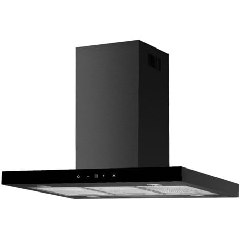 Dunstabzugshaube Inselhaube 90 cm Kaminhaube Schwarz matt Touch Control Respekta