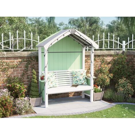 Dunster House Garden Arbour Pained Seat , W1.72m x D0.75m / W5' x D2', Pressure Treated, Summerset