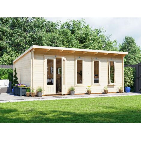 Dunster House Log Cabin Garden Office 6m x 4m Man Cave Garden Room Summerhouse Terminator (45mm)