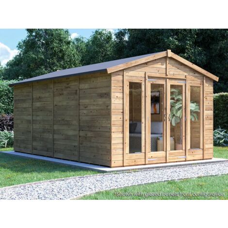 Dunster House Summerhouse 3m x 4.8m Modular Apex Fully Pressure Treated Timber RagePanda