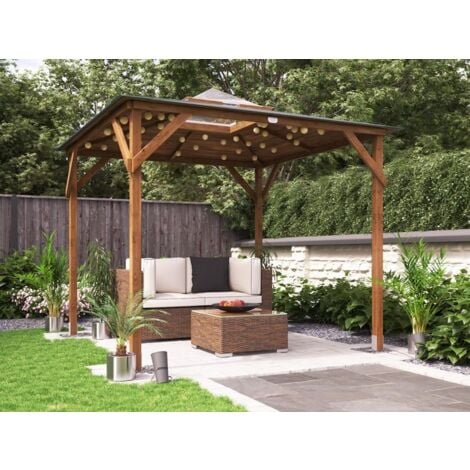 DUNSTER HOUSE LTD. Erin 2.5m x 2.5m Garden Shelter Pressure Treated Hot Tub Pavilion with Roof Felt