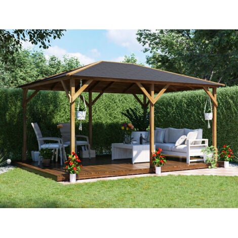 Dunster House Wooden Gazebo Utopia 430 4m x 3m Heavy Duty Garden Shelter, Superfelt Included