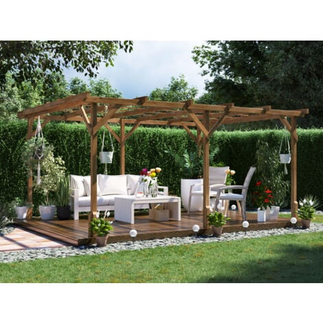 DUNSTER HOUSE LTD. Dunster House Wooden Pergola Garden Plants Frame Utopia 2m x 2m (6' 6 x 6' 6)