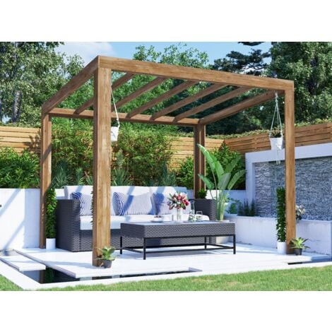 Dunster House Wooden Pergola Kit 3m x 2.5m Garden Plant Frame Patio Pressure Treated Terracube