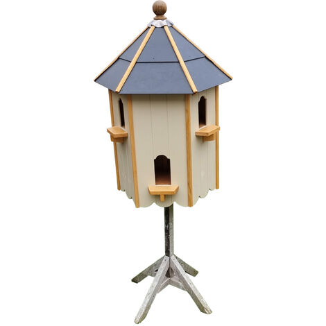 Dunwich Deluxe 6 Pair Dovecote on Post with Slate Roof, Traditional English Birdhouse for Doves or Pigeons - L65 x W65 x H105 cm