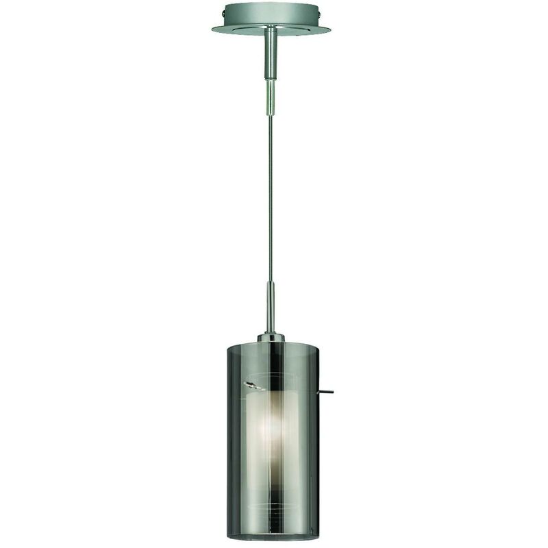 Duo 2 - 1 Light Ceiling Pendant Chrome, Smoked Glass Single, E14 - Searchlight