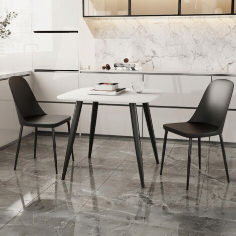 Duo Chair Plastic Seat with Metal Legs (Set of 2) - L53.5 x W46 x H84 cm - Black - Flat Packed