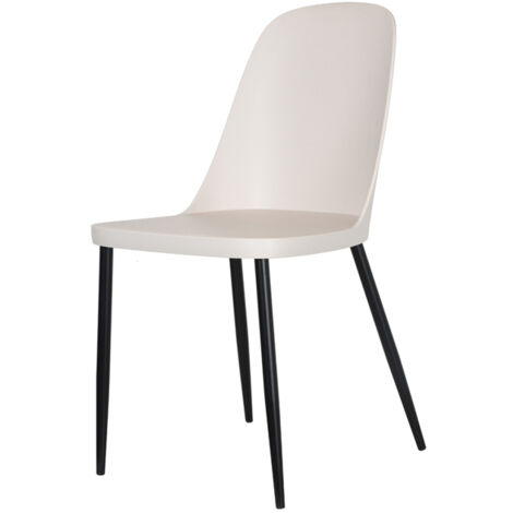 Duo Chair Plastic Seat with Metal Legs (Set of 2) - L53.5 x W46 x H84 cm - Calico/Black - Flat Packed