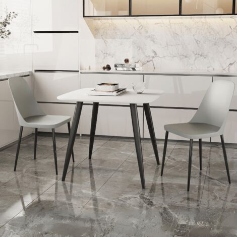 Duo Chair Plastic Seat with Metal Legs (Set of 2) - L53.5 x W46 x H84 cm - Grey/Black - Flat Packed