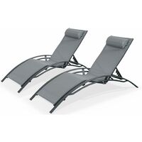 Duo de bains de soleil en aluminium et textilène Louisa Gris