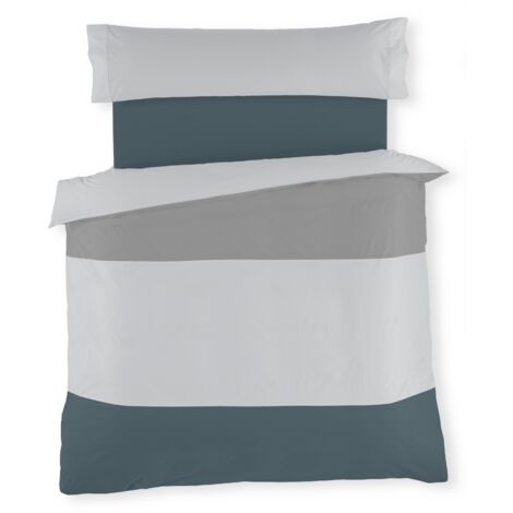Dúo de funda nórdica tricolor - Plomo-Perla-Gris - Cama de 150 cm.