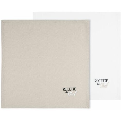 Duo de serviettes de tables bicolores Ecru 40x40 cm
