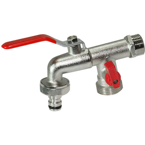 Duo Doppel-Anschluss Kugel-Hahn 1/2" 21mm Abgang mit 2 x 3/4"
