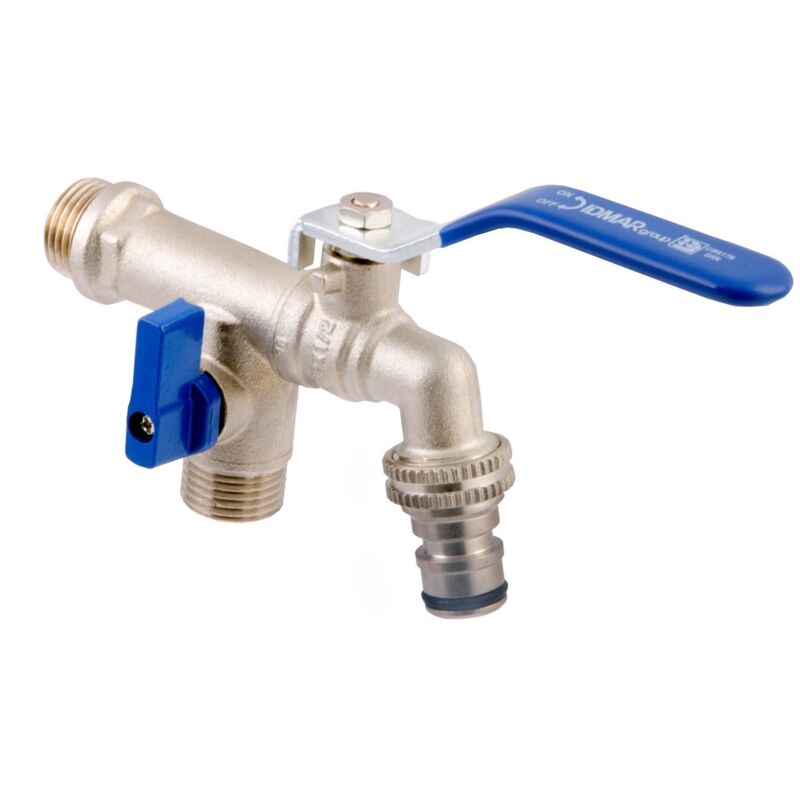 Duo Garden Patio Brass Tap Valve Water Faucet with Handle 1/2' x 3/4' BSP