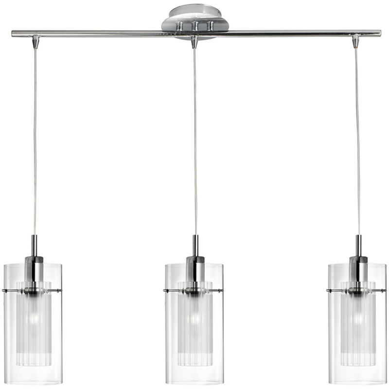 Lampadario Contemporaneo Duo 1 Acciaio Cromo 3 Luci E14