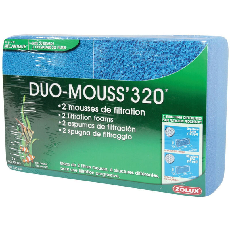 Duo mousse 320. 2 mousses de filtration pour aquarium. - zolux