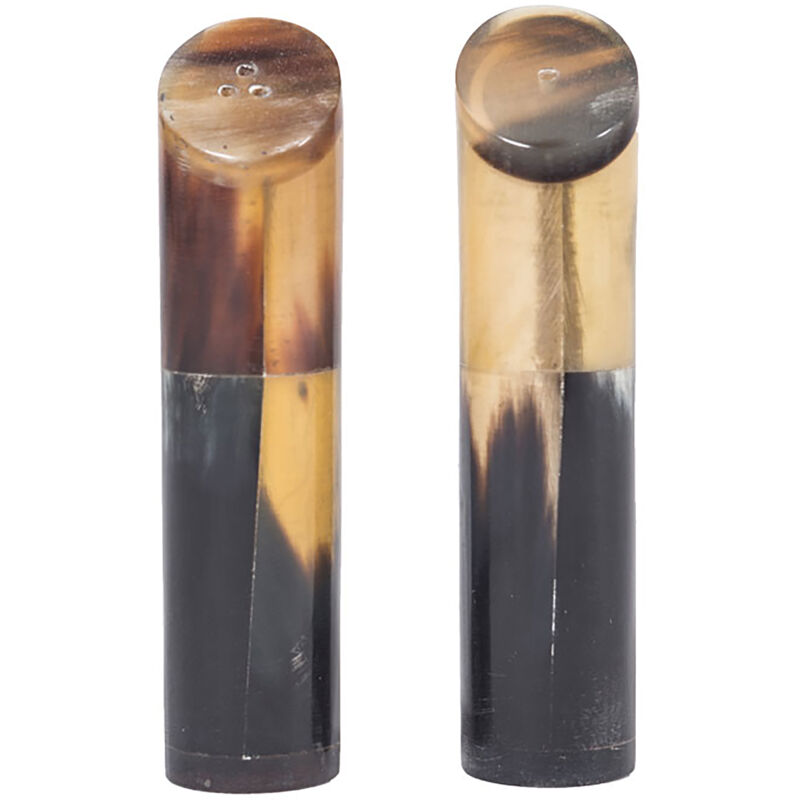 Duo Salière et Poivrier en Corne Naturelle - 11cm - Fait Main - Style Bohème Ethnique - Accessoire de Table Authentique
