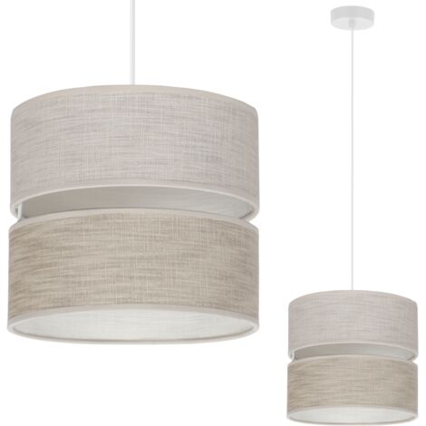 DUO WEISSE LEINEN-HÄNGELAMPE 1 FLACHE LICHT BEIGE L06 20CM
