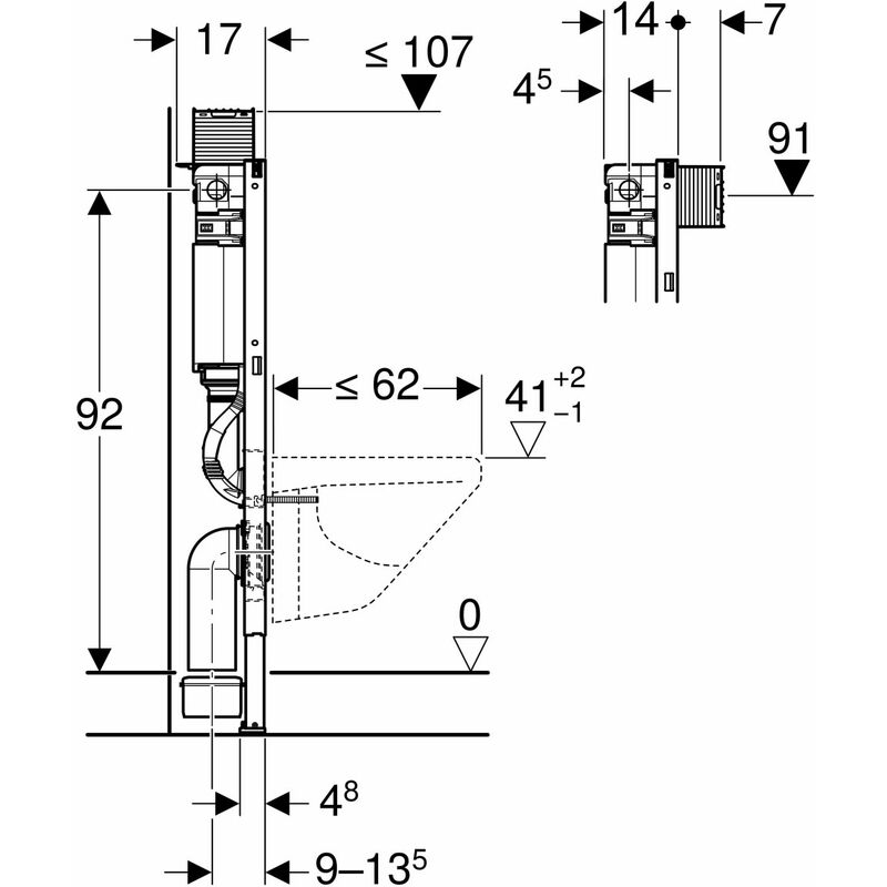 Duofix Wc Element Von Geberit 98 Cm Mit Omega Unterputz